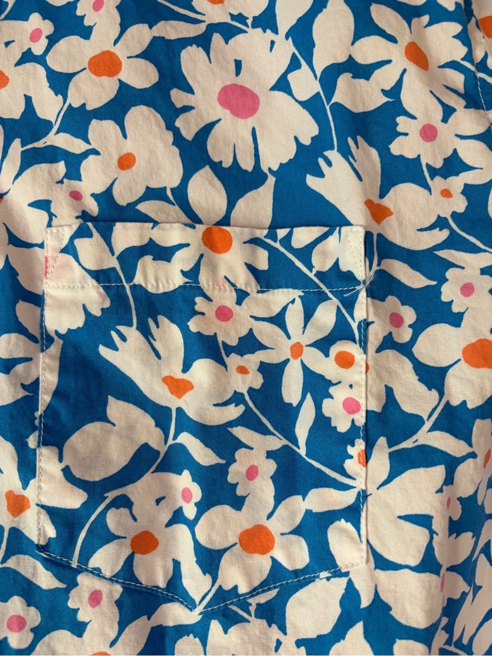 J. Crew Blue Short-Sleeve Floral Button-Down Shirt